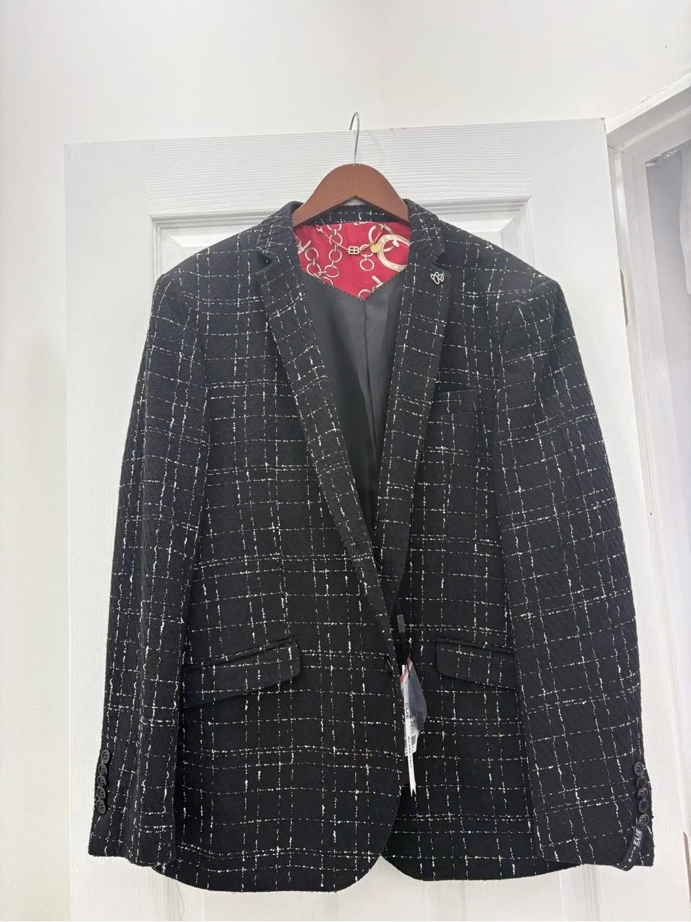 Men's Black Windowpane Sport Coat - Modern Tailored Blazer